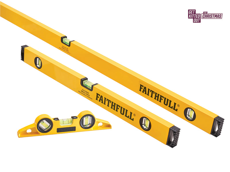 Faithfull 3 Piece Level Set - 240mm, 600mm 1200mm