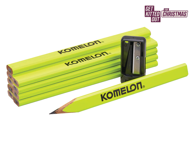 Komelon Carpenters Pencils & Sharpener Set