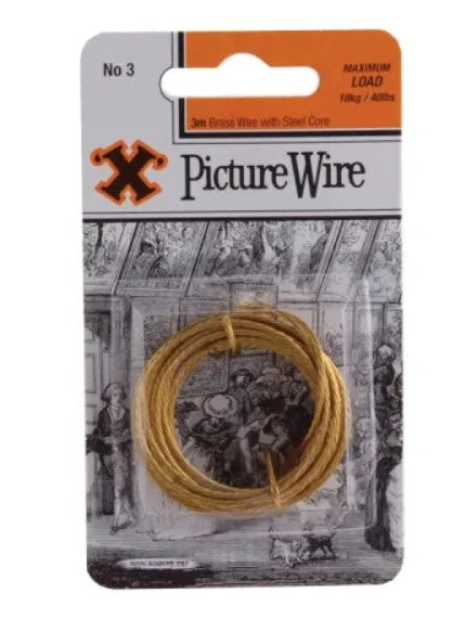 X No.3 Brass Picture Wire 3m