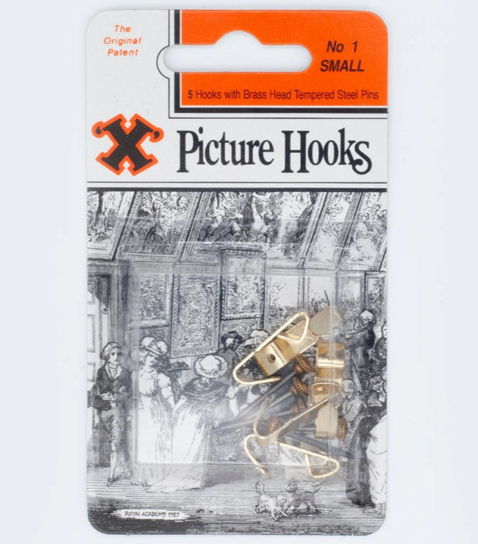 X No.1 Brass Plated Picture Hooks Small Pack of 5