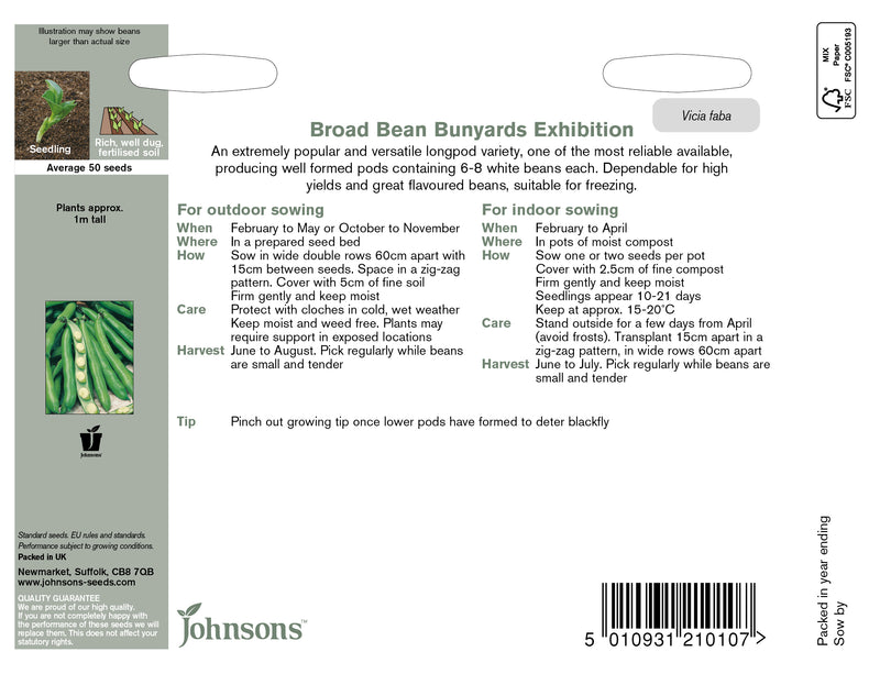 Johnsons Seeds Broad Bean Bunyards Exhibition