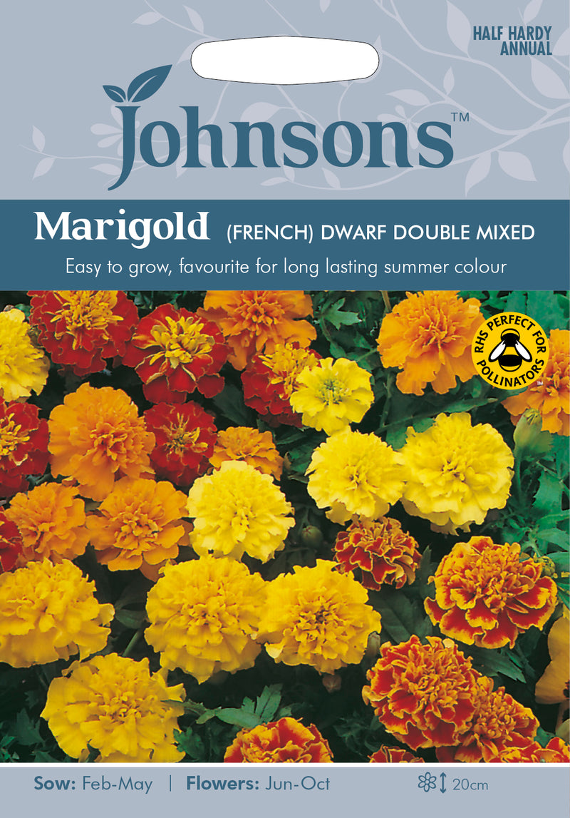 Johnsons Tagetes patula - Marigold (French) Dwarf Double Mixed Seeds
