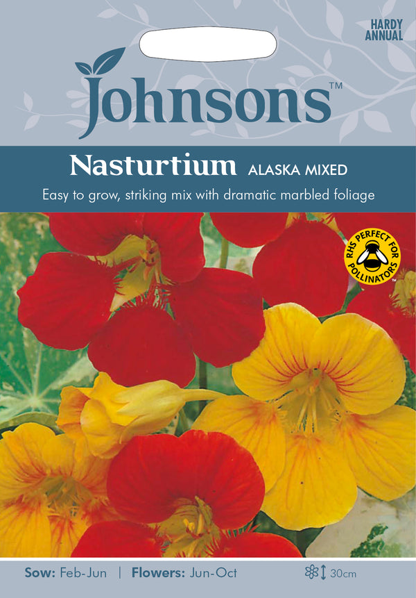 Johnsons Seeds Tropaeolum majus - Nasturtium Alaska Mixed