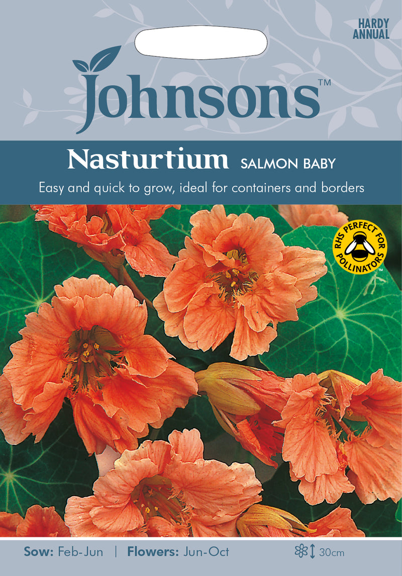 Johnsons Seeds Tropaeolum majus - Nasturtium Salmon Baby