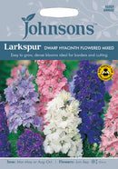Johnsons Seeds Consolida ambigua- Larkspur Dwarf Hyacinth Flowered Mixed