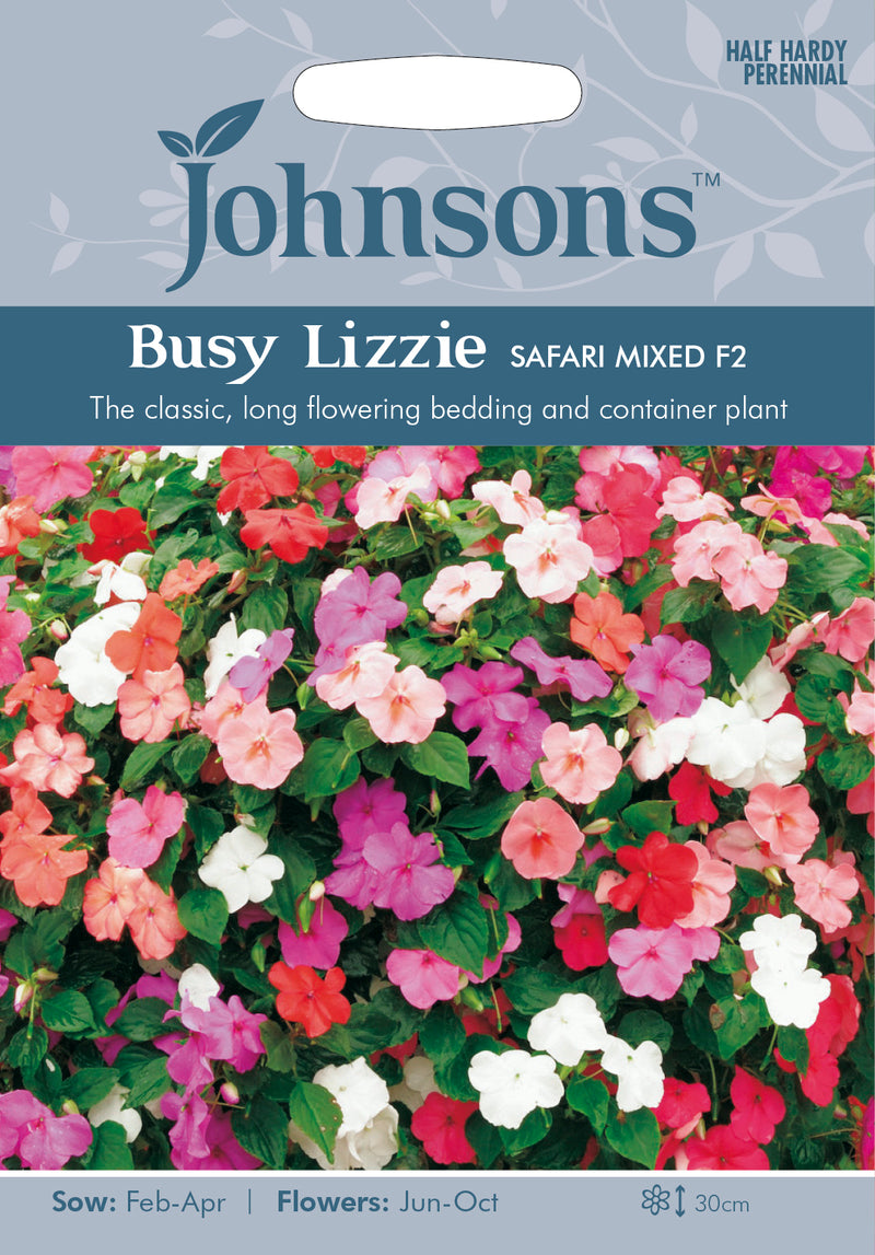 Johnsons Seeds Impatiens walleriana - Busy Lizzie Safari Mixed F2