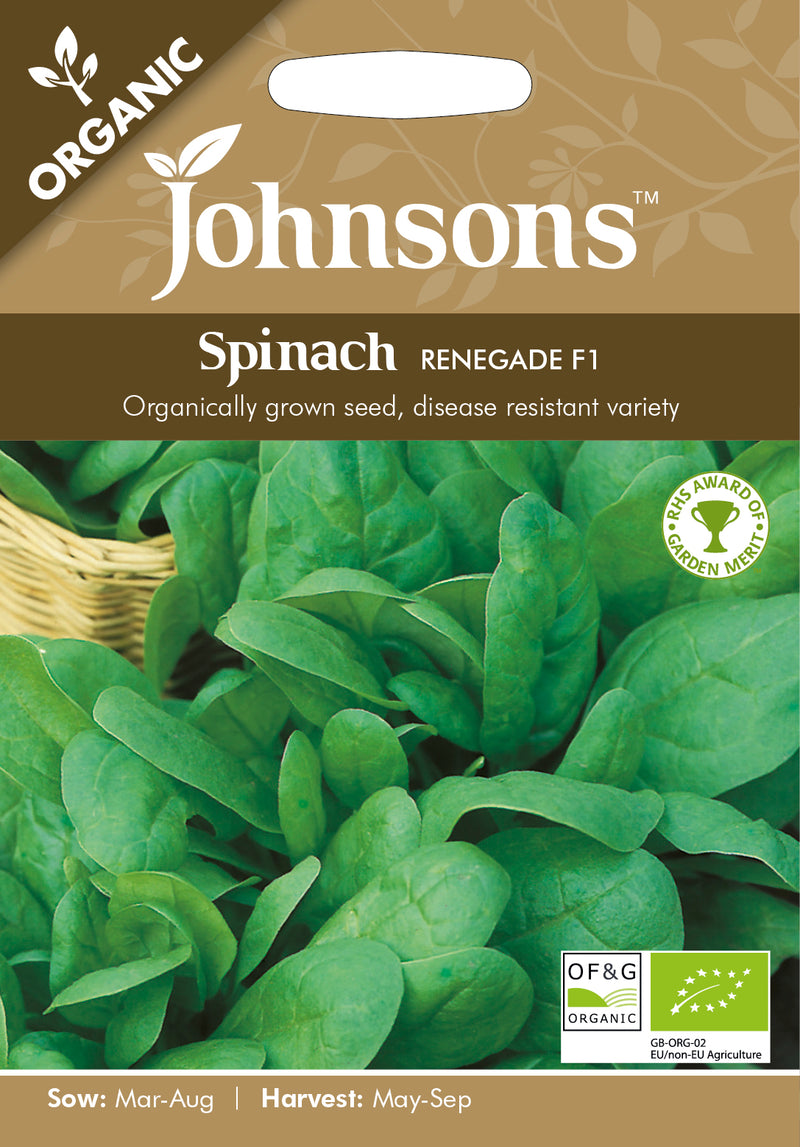 Johnsons Seeds Organic Spinacea oleracea- Spinach Renegade F1