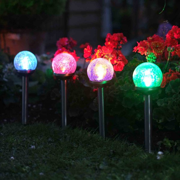 Smart Garden Products Crackle Globe Stake Light, 5 pack Carry Pack