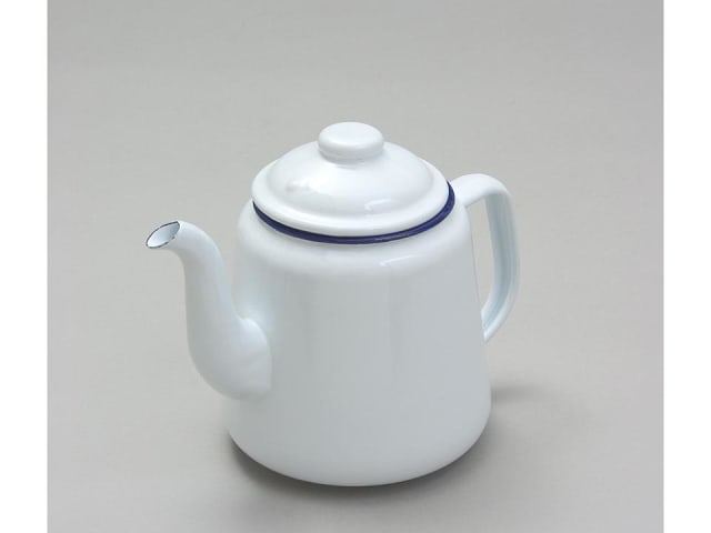 Falcon Teapot White/ Blue Rim 14 cm