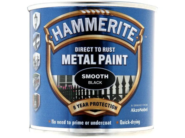 Hammerite Metal Smooth Black Paint 250ml 5084863