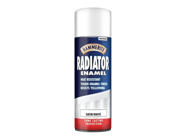 Hammerite Radiator Enamel Aerosol Satin White 400ml 5092847