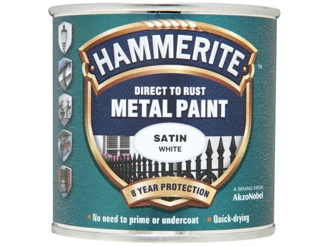Hammerite Metal Satin Finish White 250ml 5092881