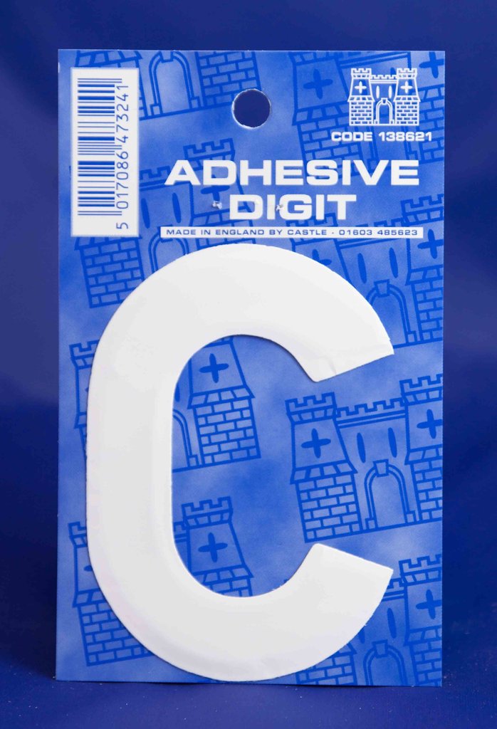 3 Inch Digit Letter C White Self Adhesive Vinyl