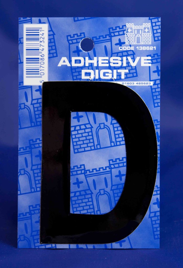 3 Inch Digit Letter D Black Self Adhesive Vinyl