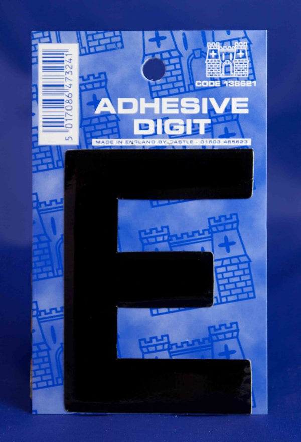 3 Inch Digit Letter E Black Self Adhesive Vinyl Letters