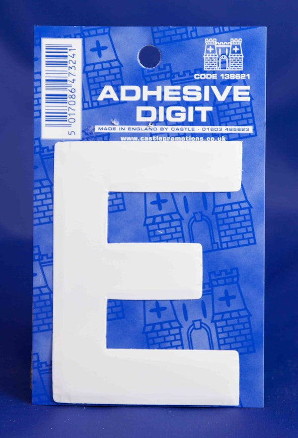 3 Inch Digit Letter E White Self Adhesive Vinyl