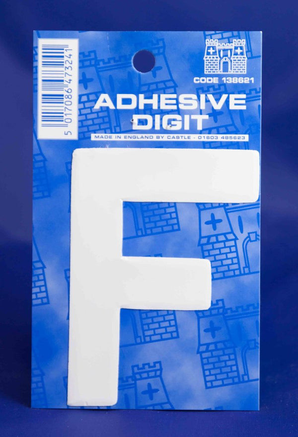 3 Inch Digit Letter F White Self Adhesive Vinyl