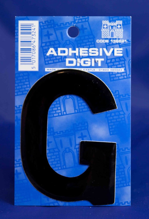 3 Inch Digit Letter G Black Self Adhesive Vinyl