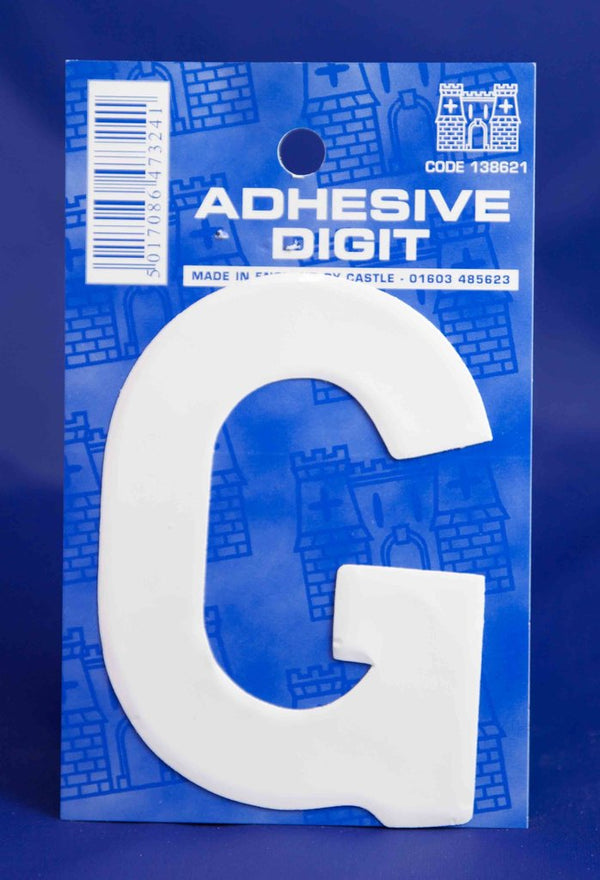 3 Inch Digit Letter G White Self Adhesive Vinyl Letters