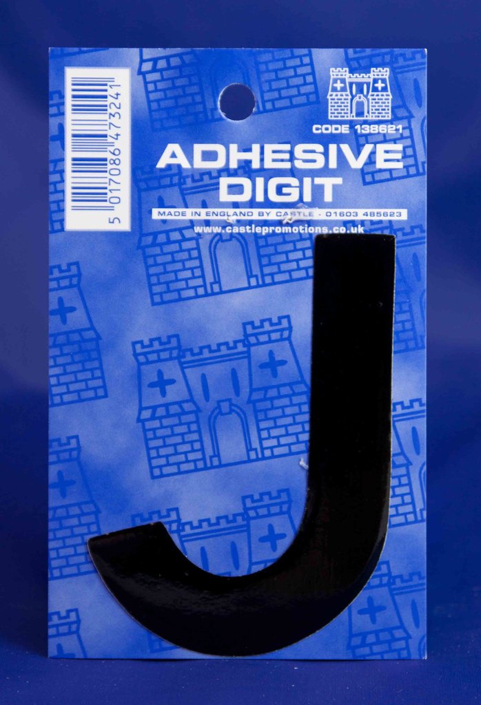 3 Inch Digit Letter J Black Self Adhesive Vinyl