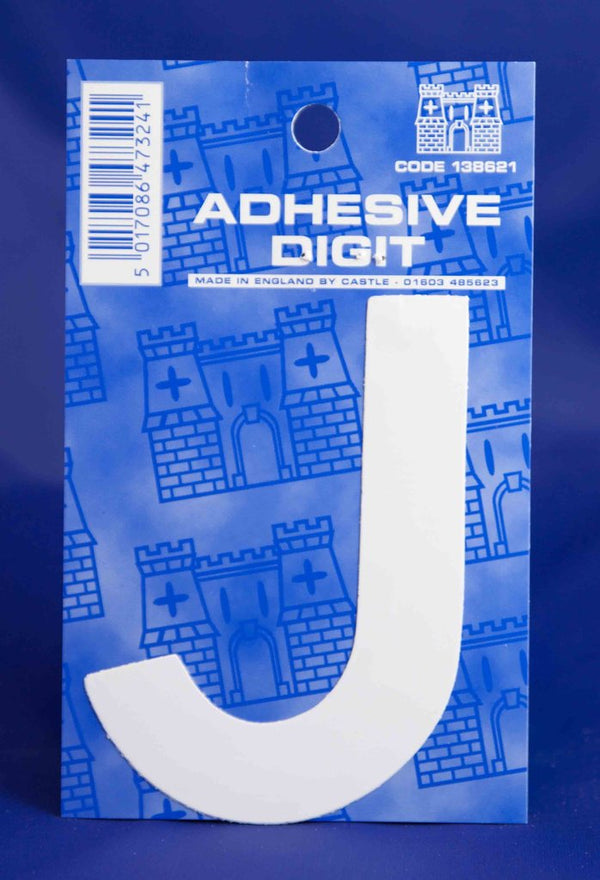 3 Inch Digit Letter J White Self Adhesive Vinyl