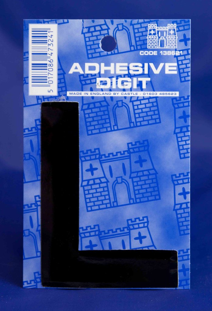 3 Inch Digit Letter L Black Self Adhesive Vinyl
