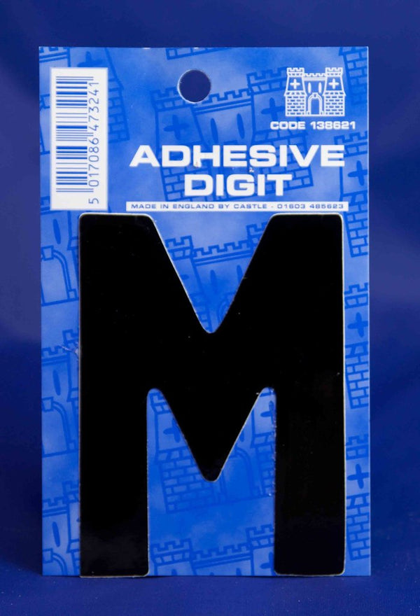 3 Inch Digit Letter M Black Self Adhesive Vinyl