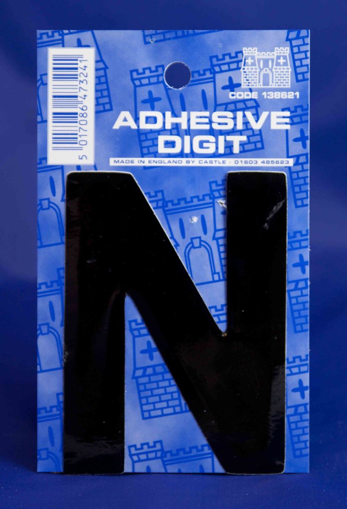 3 Inch Digit Letter N Black Self Adhesive Vinyl