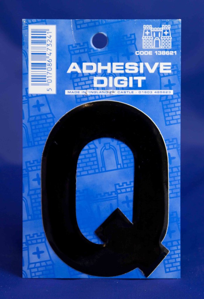 3 Inch Digit Letter Q Black Self Adhesive Vinyl