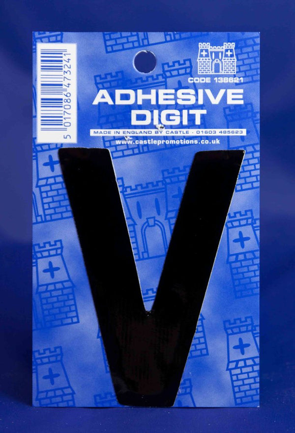 3 Inch Digit Letter V Black Self Adhesive Vinyl