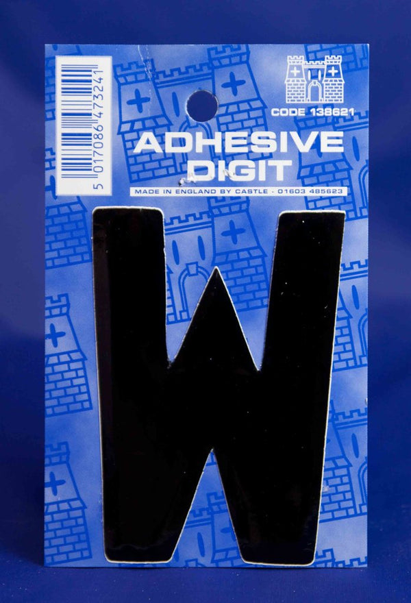 3 Inch Digit Letter W Black Self Adhesive Vinyl