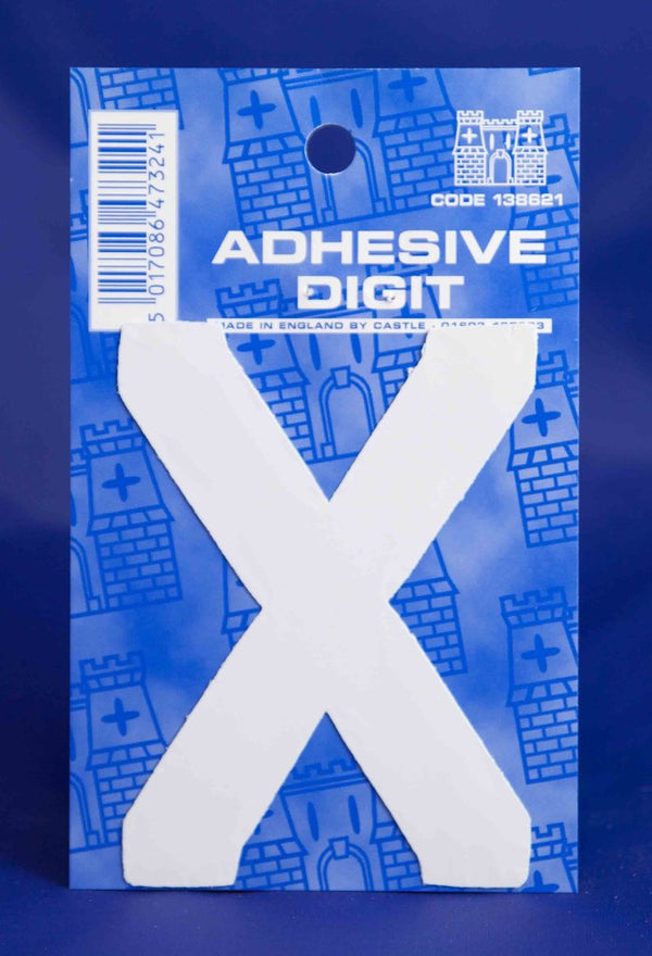 3 Inch Digit Letter X White Self Adhesive Vinyl
