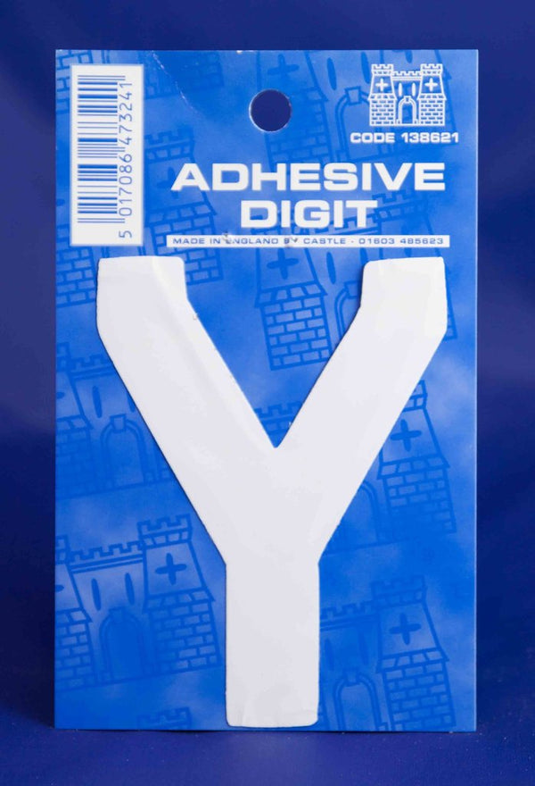 3 Inch Digit Letter Y White Self Adhesive Vinyl