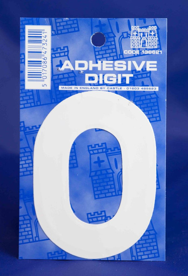 3 Inch Digit Number 0 White Self Adhesive Vinyl