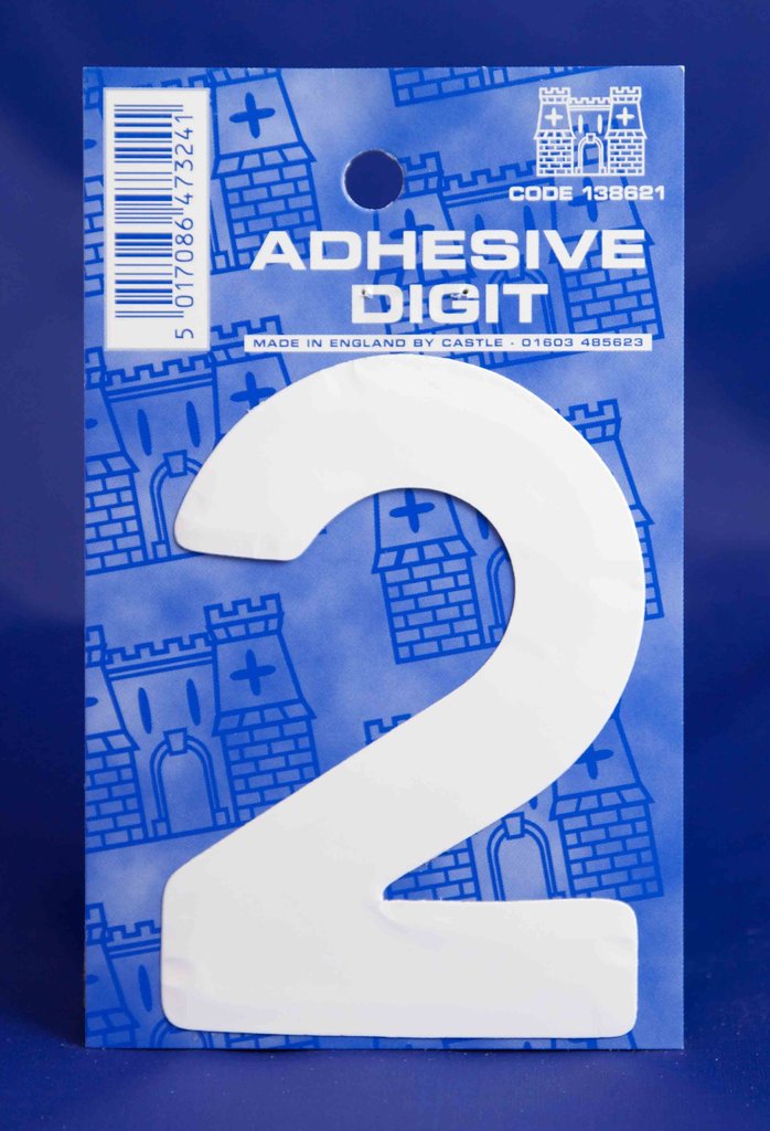 3 Inch Digit Number 2 White Self Adhesive Vinyl | Thorns DIY