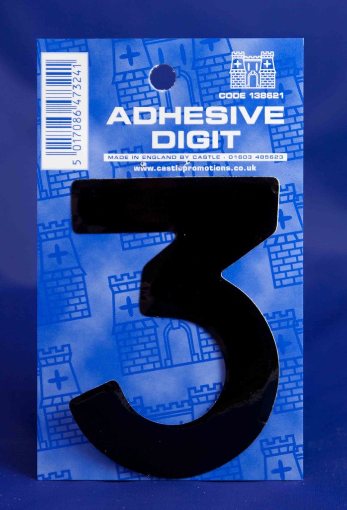 3 Inch Digit Number 3 Black Self Adhesive Vinyl | Thorns DIY