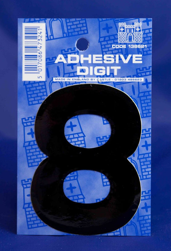 Number 8 Black 3 inch Self Adhesive Vinyl