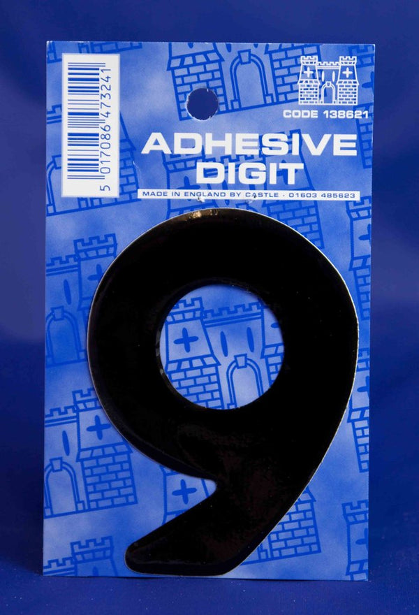 Number 9 Black 3 inch Self Adhesive Vinyl