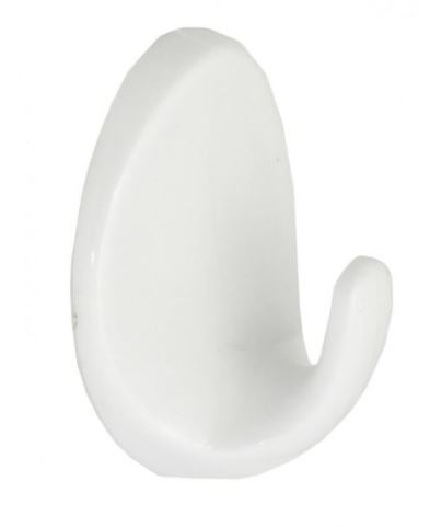 40mm White Plastic Self Adhesive Oval Hook Pack of 2