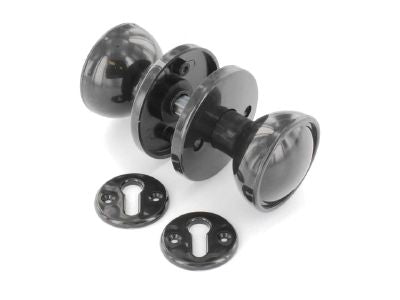 Centurion Black Plastic Rim Mortice Knob Set