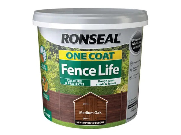 Ronseal One Coat Fence Life Medium Oak 5 Litres