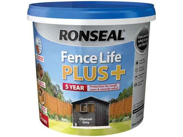 Ronseal Fence Life Plus + Charcoal Grey 5 Litres 38394