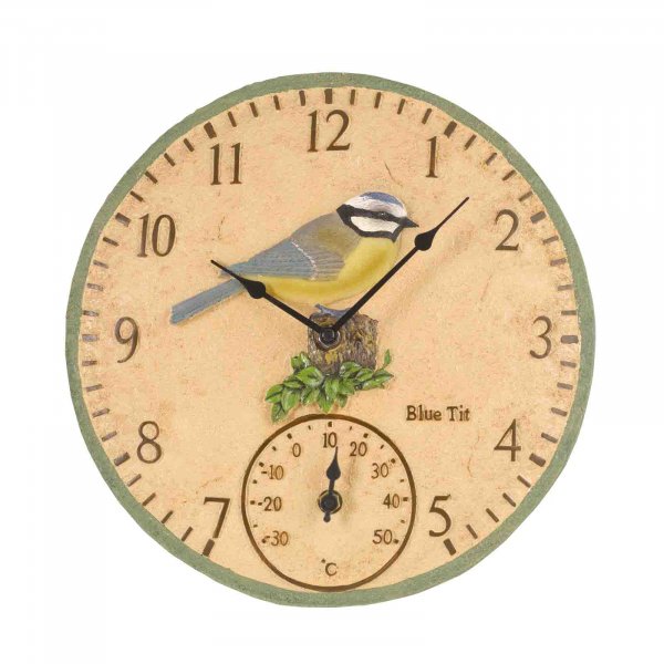 Smart Garden Products Blue Tit Wall Clock & Thermometer 