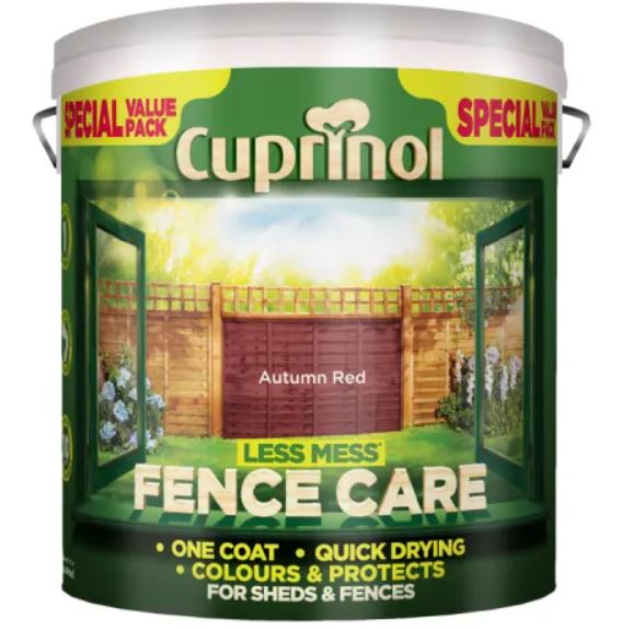 Cuprinol Less Mess Fence Care 6 Litres Autumn Red 5194068