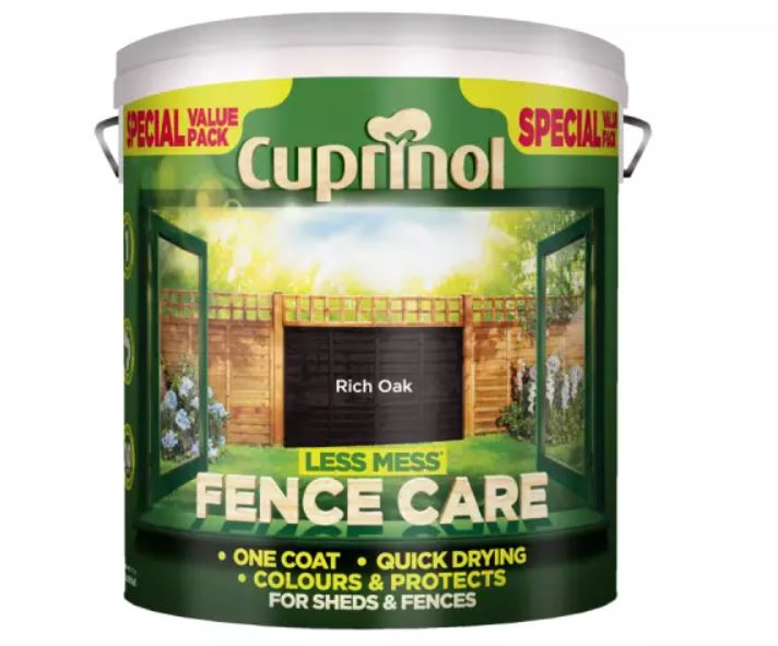 Cuprinol Less Mess Fence Care 6 Litres Rich Oak 5194070