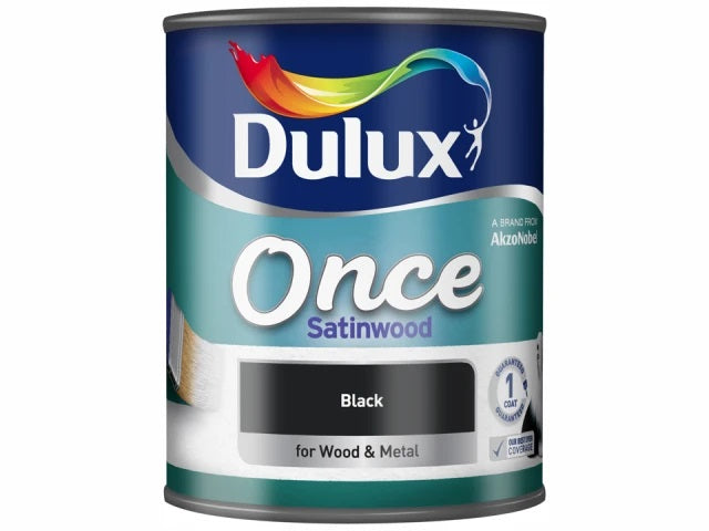 Dulux Once Satinwood Black 750ml 5091094