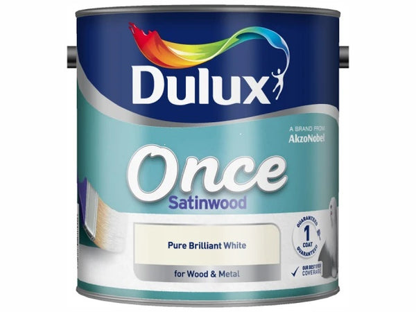 Dulux Once Satinwood Pure Brilliant White 2.5 Litres 5091096