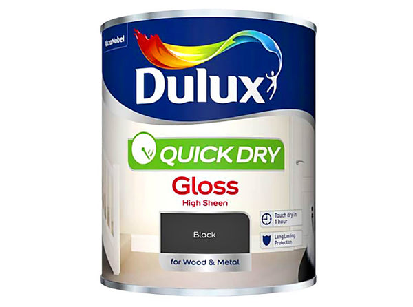 Dulux Quick Dry Gloss Black 750ml 5358140