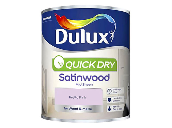 Dulux Quick Drying Satinwood Pretty Pink 750ml 5358155