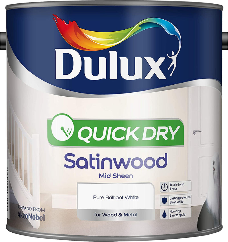 Dulux Quick Drying Satinwood Pure Brilliant White 2.5 Litres 5210890